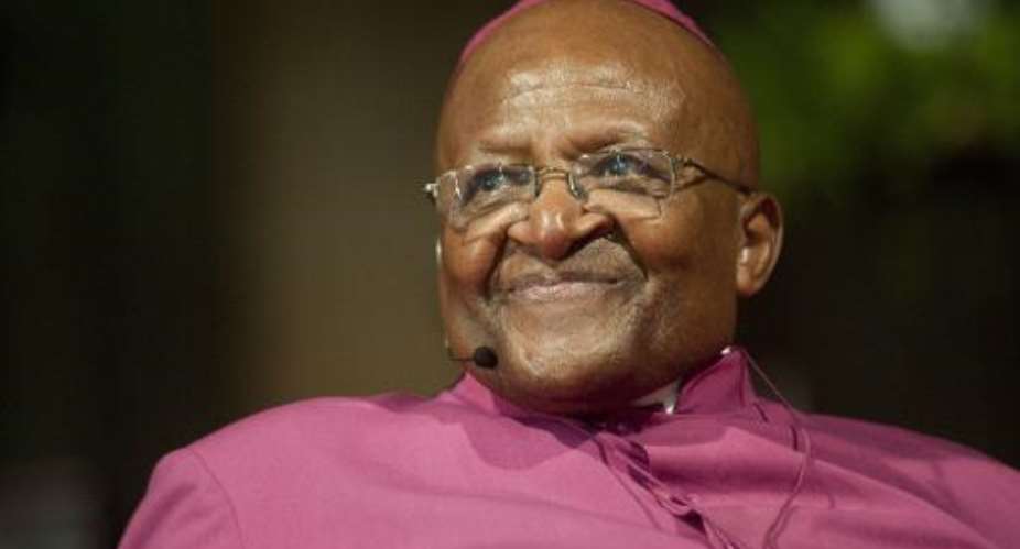 Archbishop Desmond Tutu, pictured here in Cape Town on April 29, 2014, blasted the government for allowing the president to spend 24 million of taxpayers' money on home improvement work.  By Rodger Bosch AFPFile