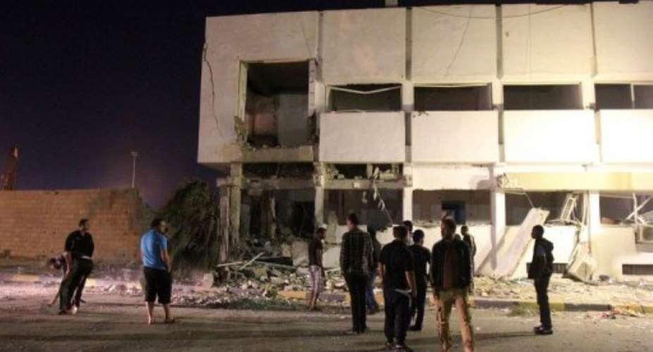 Al-Baraka police station in Benghazi on May 2, 2013 after a second attack on the building.  By Abdullah Doma AFPFile