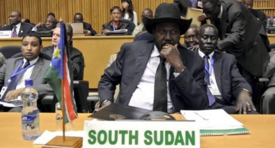 South Sudanese President Salva Kiir on January 25, 2013 in Addis Ababa, Ethiopia.  By Jenny Vaughan AFPFile