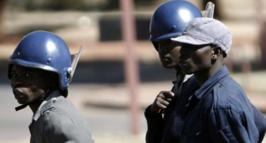Zimbabwean police patrol in Harare on June 22, 2008.  By Alexander Joe AFPFile