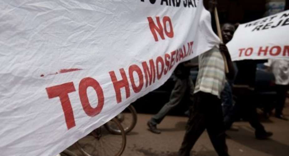 Ugandans take part in an anti-gay demonstration in 2010.  By Trevor Snapp AFPFile