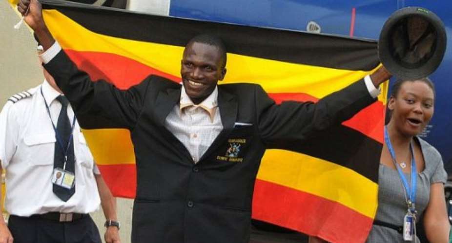 Ugandan Olympics marathon gold winner Stephen Kiprotich.  By Isaac Kasamani (AFP)