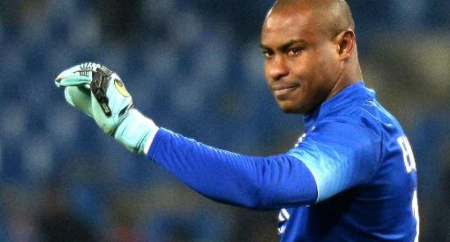 Lille's Nigerian goalkeeper Vincent Enyeama gestures during a match in Montpellier, on February 7, 2015.  By Boris Horvat AFPFile