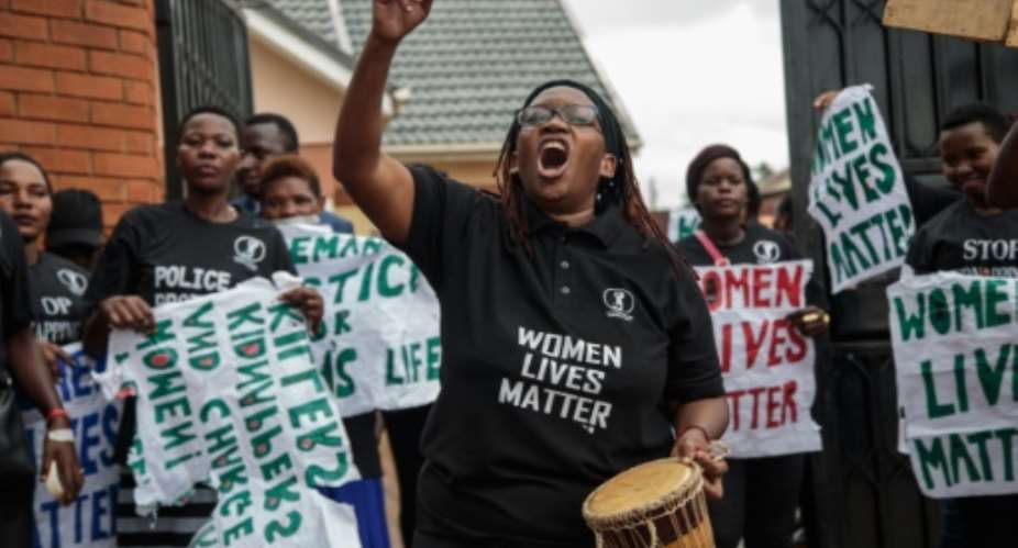 Ugandan prominent human rights activist and feminist Stella Nyanzi C, pictured June 2018 appeared in court after spending five days in jail for allegedly disturbing the peace, quiet, or right to privacy of the Ugandan president.  By Sumy SADURNI AFPFile