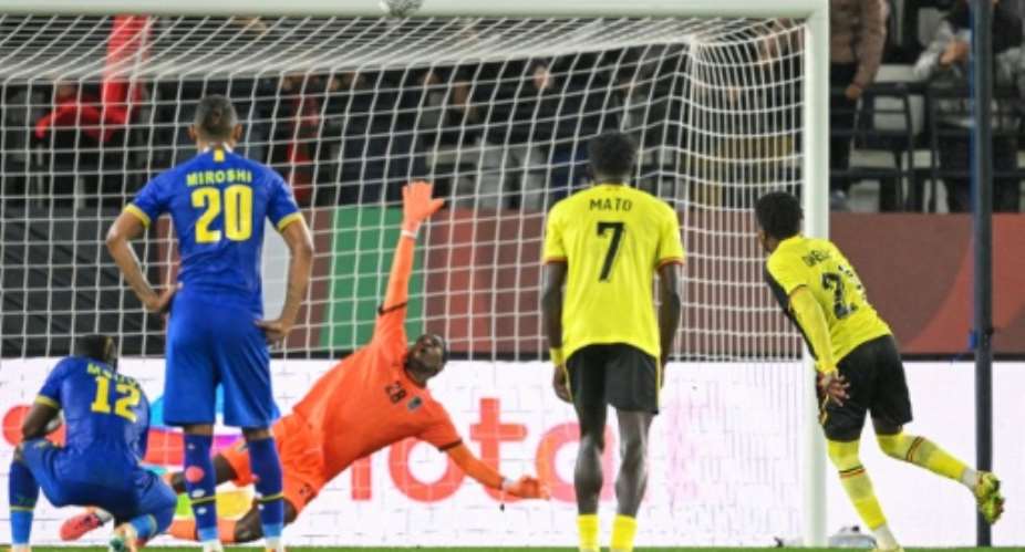 Ugandas Allan Okello blazes his late penalty over the bar against Tanzania at the Africa Cup of Nations.  By SEBASTIEN BOZON (AFP)