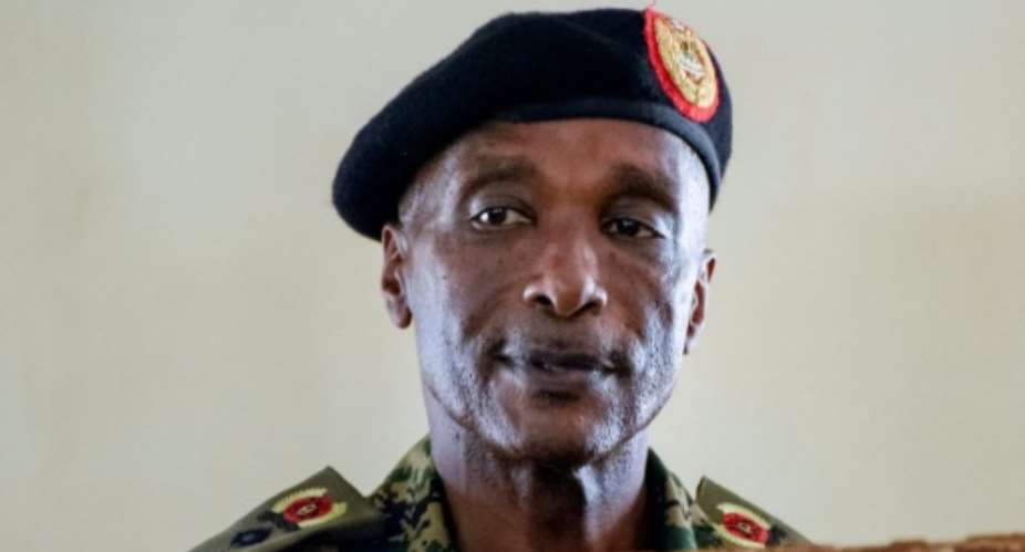 Uganda's former police chief Kale Kayihura, pictured at a military court, was sacked by President Yoweri Museveni arrested in 2018.  By Isaac Kasamani AFP