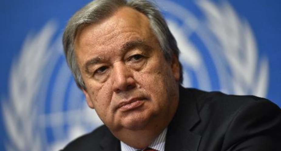 United Nations High Commissioner for Refugees Antonio Guterres attends a press conference on May 14, 2014 in Geneva.  By Fabrice Coffrini AFPFile
