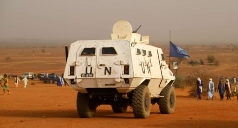 Un blind de la mission de l'ONU au Mali dans la rgion de Menaka le 14 mars 2020.  By Souleymane Ag Anara AFPFile