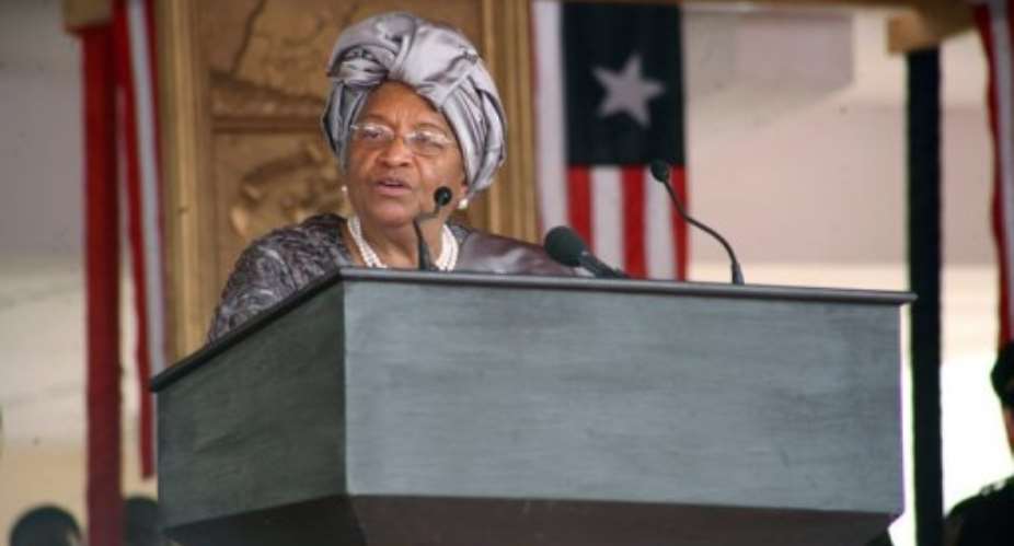Liberian President Ellen Johnson Sirleaf speaks in Monrovia.  By  (AFP/File)