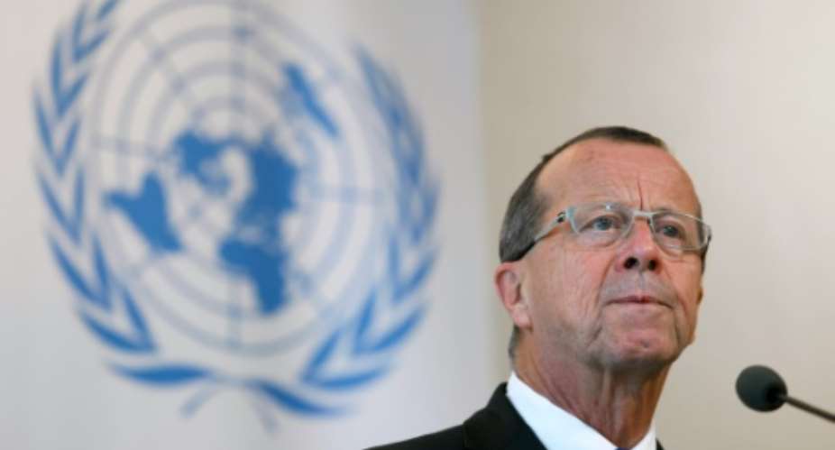 UN special envoy to Libya Martin Kobler gives a press briefing after an update on the human rights situation in Libya, before the UN Human Rights Council on September 27, 2016, in Geneva.  By Fabrice Coffrini AFP