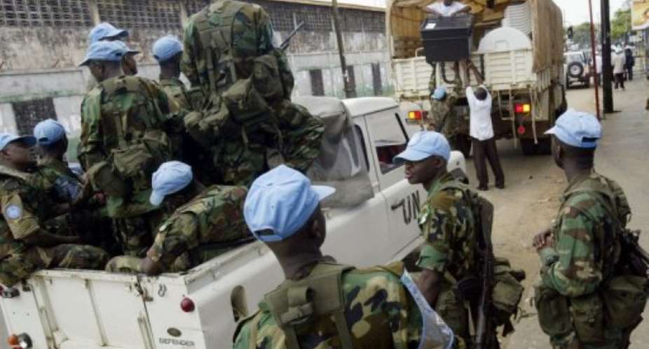 Soldiers of the United Nation Mission in Liberia collect ballot boxes in 2005.  By Issouf Sanogo AFPFile