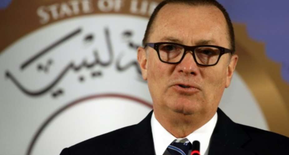 UN Undersecretary-General for Political Affairs Jeffrey Feltman speaks during a press conference in the Libyan capital Tripoli on January 10, 2018.  By MAHMUD TURKIA AFP
