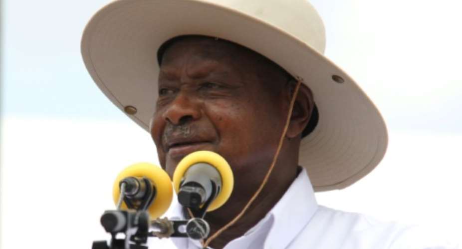 Under current laws Uganda's President Yoweri Museveni, 73, would not be eligible to run for office again in 2021 as candidates over 75 are not allowed.  By GAEL GRILHOT AFPFile