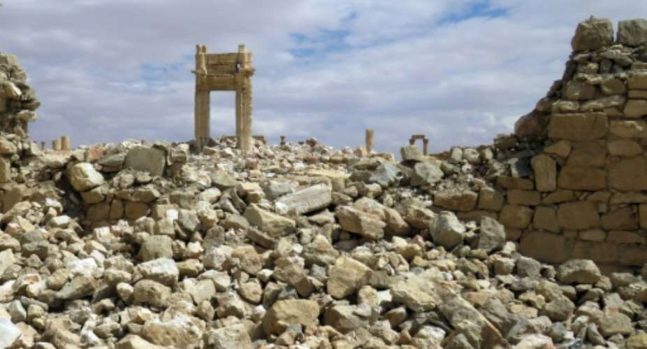 The remains of the Temple of Bel in the historical city of Palmyra after it was blown up by Islamic State group jihadists.  By  AFPFile
