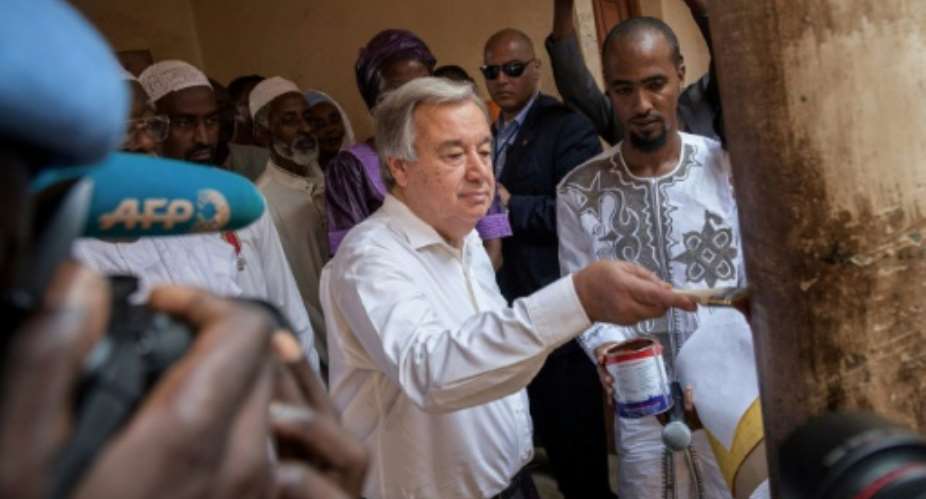 United Nations chief Antonio Guterres wraps up a four-day visit in Central African Republic, ahead of a Security Council decision on whether to renew the mandate of the UN's peacekeeping force.  By ALEXIS HUGUET AFP