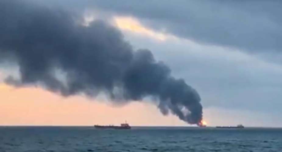 Up to 20 people are presumed dead off Russia-annexed Crimea after a fire engulfed two ships sailing under the Tanzanian flag.  By - (AFP)