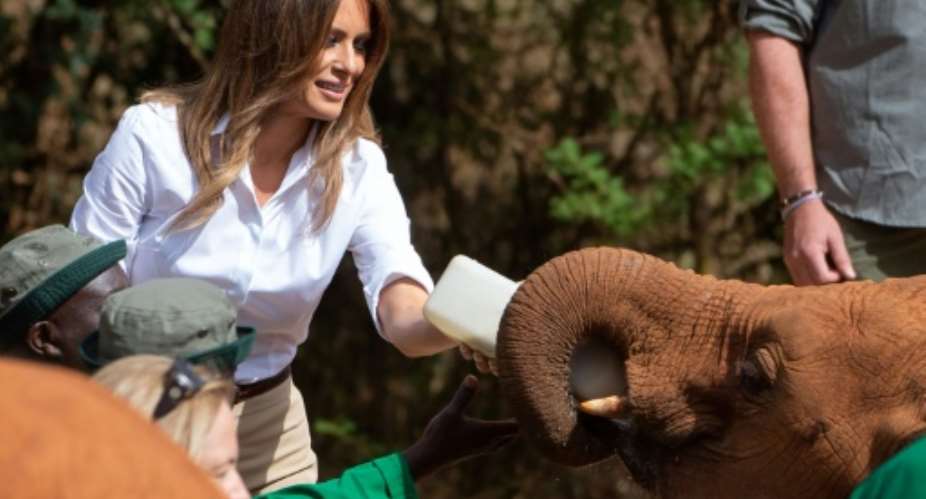 US First Lady Melania Trump visited a Kenyan safari as part of her Africa trip..  By SAUL LOEB AFP