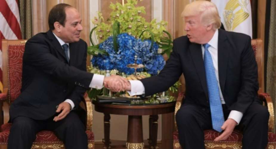 US President Donald Trump R and Egypt's President Abdel Fattah al-Sisi meet in the Saudi capital Riyadh, in May 2017.  By MANDEL NGAN AFPFile