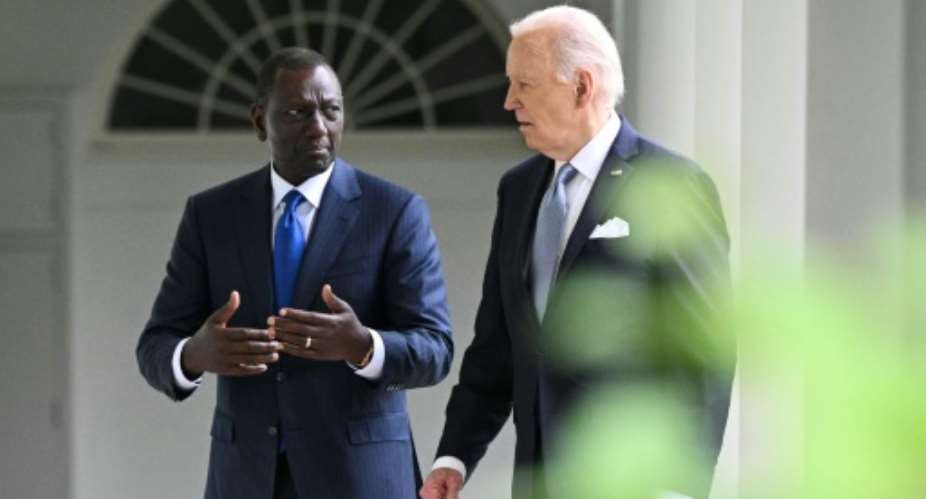 US President Joe Biden and Kenya's President William Ruto walk to Oval Office on May 23, 2024.  By Mandel NGAN (AFP)