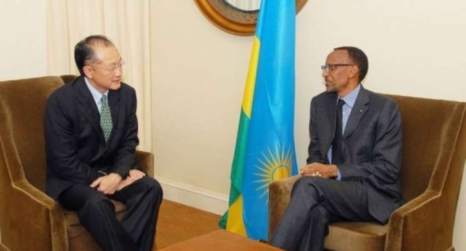 Dr. Jim Yong Kim L meets with Rwandan President Paul Kagame.  By  AFPUS Treasury