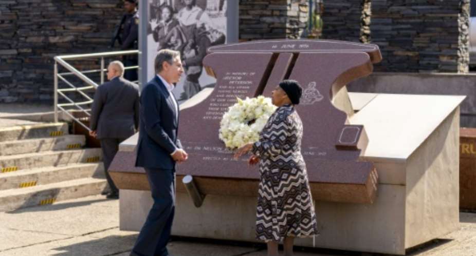 US Secretary of State Antony Blinken was shown around South Africa's Hector Pieterson Museum, built in memory of students killed in a 1976 protest, by Pieterson's sister Antoinette Sithole.  By Andrew Harnik POOLAFP