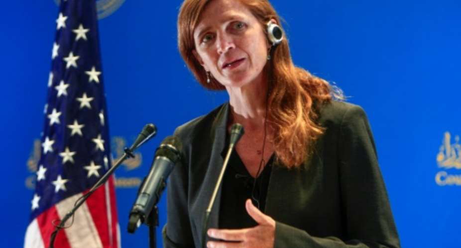 USAID administrator Samantha Power speaks at a press conference in Khartoum on August 1, 2021.  By Ebrahim HAMID AFP