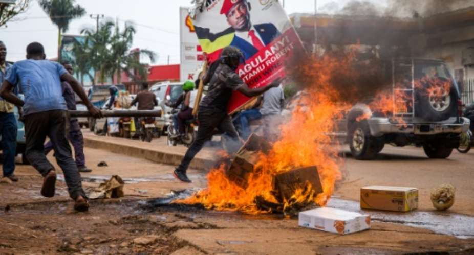 Violence erupted after opposition leader Bobi Wine, President Yoweri Museveni's main opponent in upcoming elections, was arrested.  By Badru KATUMBA AFP