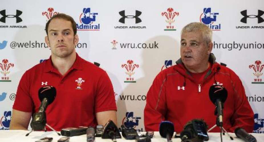Wales Captain Alun Wyn JonesL and coach Warren Gatland R speak to the press on June 12, 2014 in Durban, South Africa, ahead of their match against the Springboks.  By  AFPFile