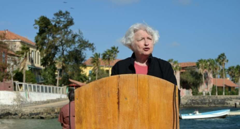We are still living with the brutal consequences of the trans-Atlantic slave trade, Janet Yellen said at Senegal's Goree Island.  By SEYLLOU AFP