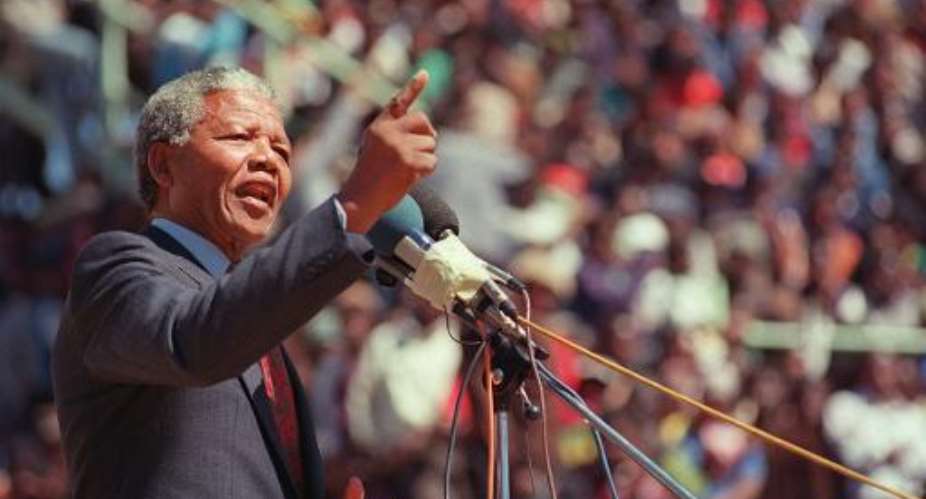 Nelson Mandela pictured in Soweto on September 20, 1990.  By Alexander Joe AFPFile