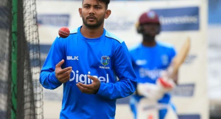 West Indies' Devendra Bishoo attends a net practice at Headingley cricket ground in Leeds, northern England on August 24, 2017, ahead of the second Test match against England.  By Lindsey PARNABY AFPFile
