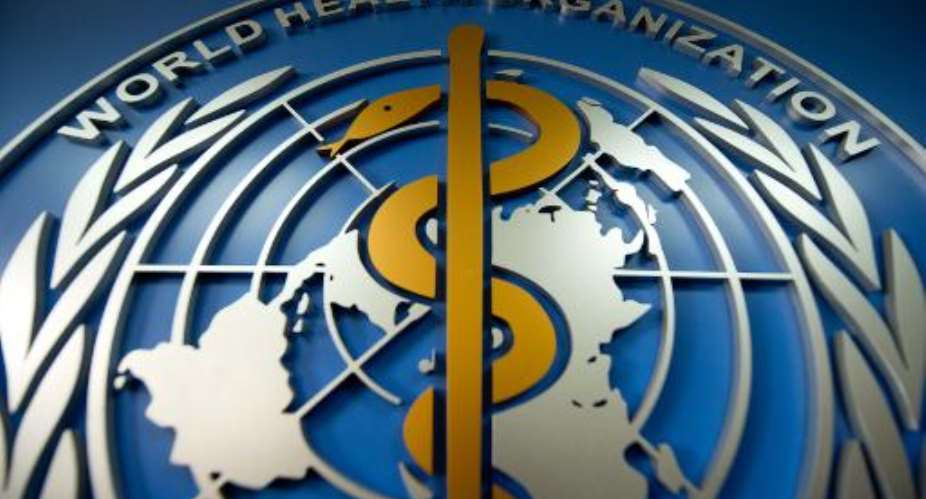 A World Health Organisation WHO logo is displayed at their office in Beijing on April 19, 2013.  By Ed Jones AFPFile