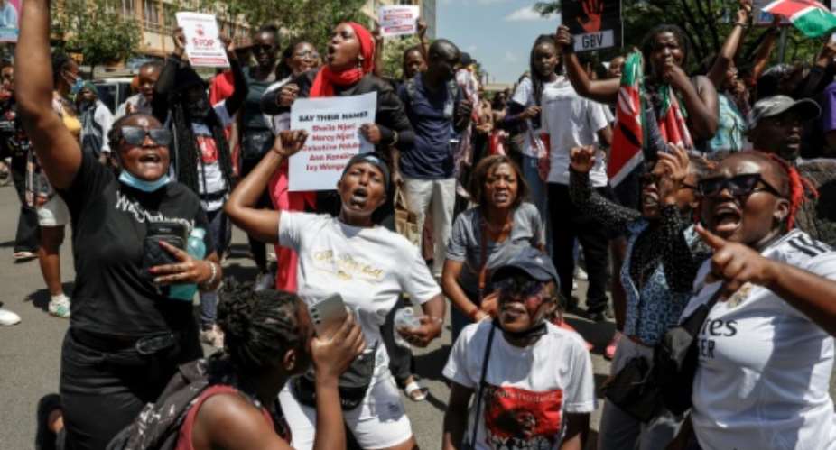 Women march in Nairobi to call for an end to femicide in Kenya, in just one of many planned across the East African country.  By SIMON MAINA (AFP)