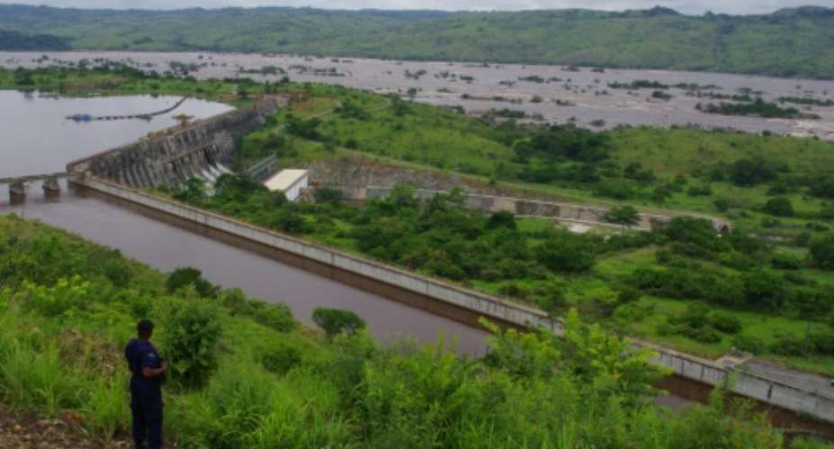A picture taken on December 16, 2013 in Inga shows the dam 1 at Inga electricity production site near the Congo river.  By Marc Jourdier AFPFile