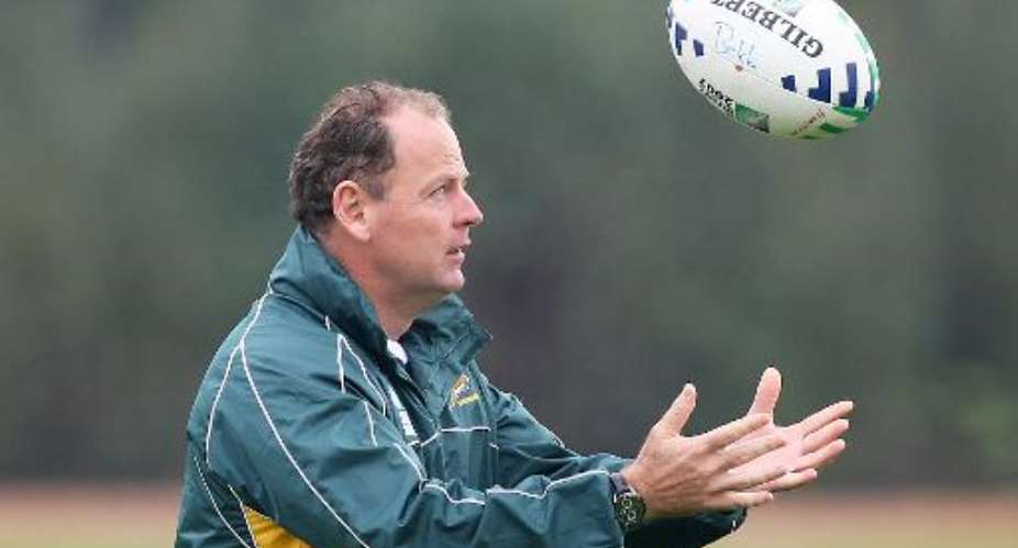 Former South Africa coach Jake White practices during a training session at Noisy-le-Grand, outside Paris on October 17, 2007.  By William West AFPFile
