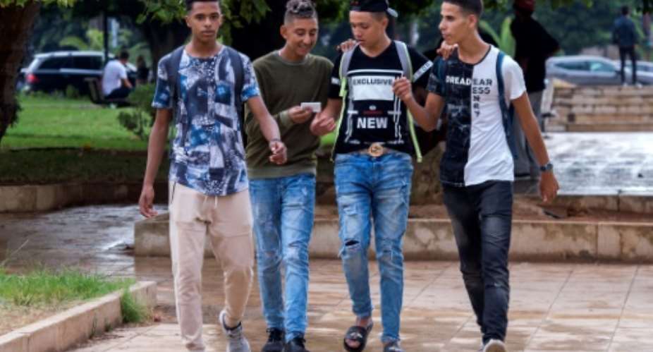 Young Moroccans in the capital Rabat on September 12, 2018, a month after the royal palace announced the return of national service.  By FADEL SENNA AFP