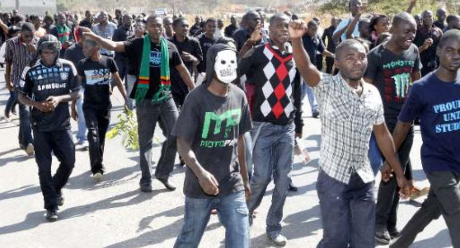 Protesters in Lusaka on May 17, 2013.  By  AFPFile