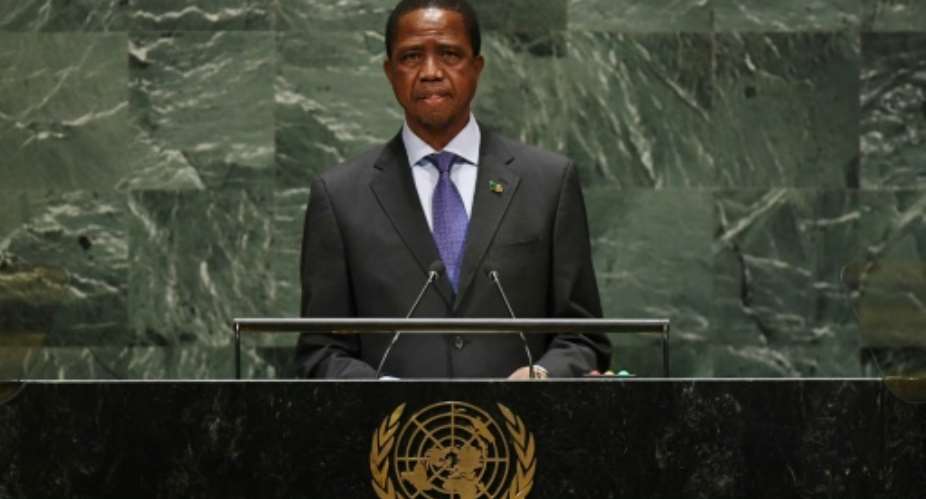 Zambia president Edgar Chagwa Lungu pictured September 2019 is allegedly central to an illicit network of timber trafficking.  By TIMOTHY A. CLARY AFPFile