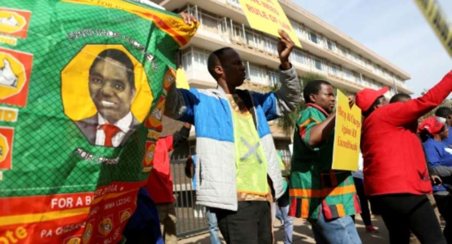 Zambian opposition leader Hakainde Hichilema has been in custody since April over an incident where he allegedly failed to give way to President Edgar Lungu's motorcade.  By DAWOOD SALIM AFPFile