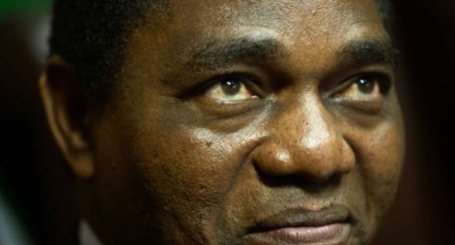 Zambian opposition leader Hakainde Hichilema won in a landslide.  By RODGER BOSCH AFP