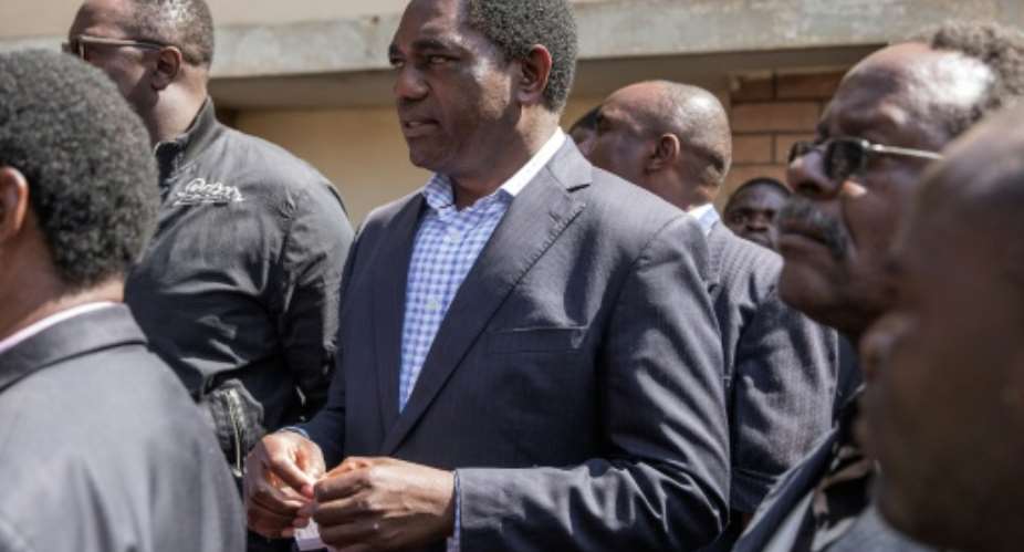 Zambian presidential candidate Hakainde Hichilema of main opposition party United Party for National Development, looks on after casting his ballot during the Zambian general elections on August 11, 2016 in Lusaka.  By Gianluigi Guercia (AFP/File)