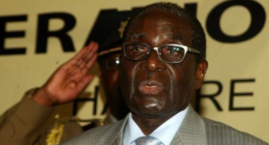 Zimbabwe President Robert Mugabe.  By Jekesai Njikizana AFPFile