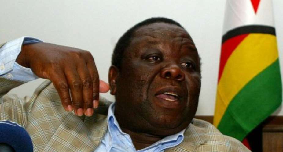 Zimbabwe Prime Minister Morgan Tsvangirai speaks to media during a press conference in Harare, on September 28, 2011.  By Jekesai Njikizana AFPFile