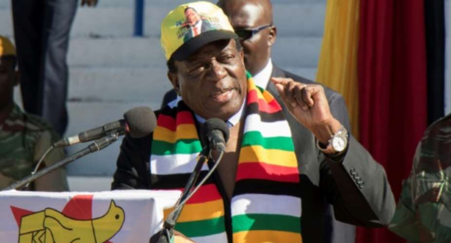 Zimbabwean President Emmerson Mnangagwa, pictured on July 21, 2018, has vowed to hold a peaceful and fair vote, but there is growing concern over alleged voter intimidation ahead of the eleciton.  By Wilfred Kajese AFP