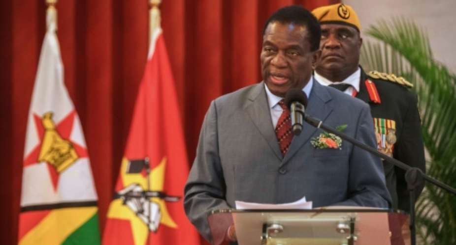 Zimbabwean President Emmerson Mnangagwa vowed to hold fair elections and heal rifts.  By MAURO VOMBE AFPFile