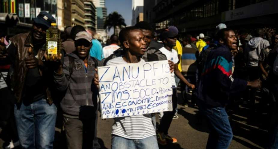 Zimbabweans have been protesting over the ailing economy.  By Zinyange Auntony AFP