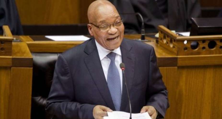 South Africa's President Jacob Zuma delivers the State of the Nation Address on February 14, 2013 in Cape Town.  By Rodger Bosch PoolAFP