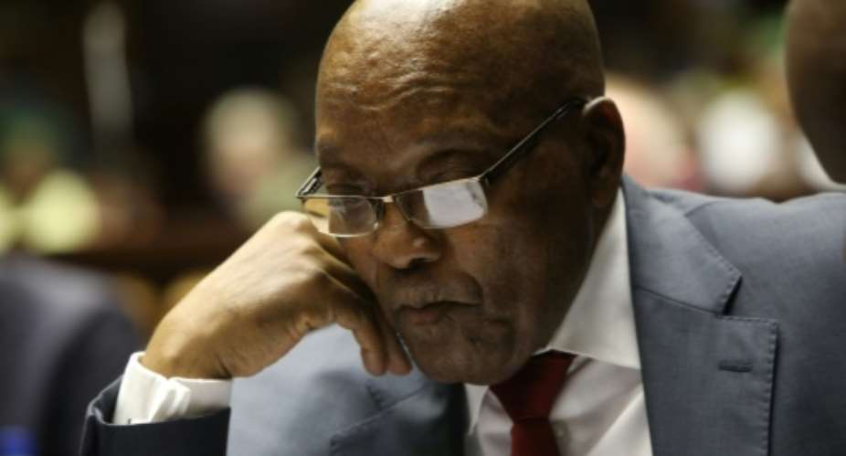 Zuma was forced to resign by the ruling ANC party last year.  By Jackie CLAUSEN POOLAFP
