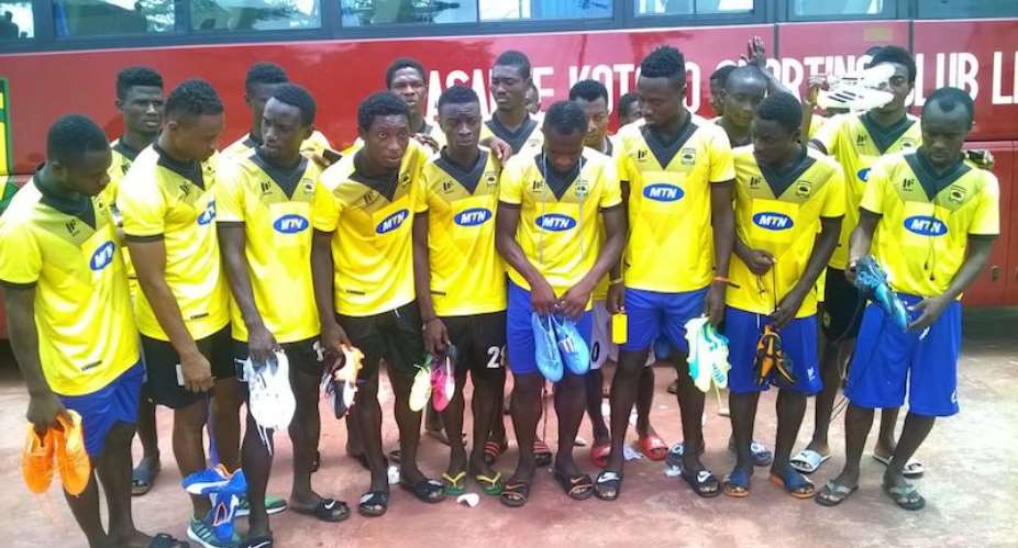Photos: Afro Arab Group Of Companies Boost Kotoko With Boots Donation Ahead Of Hearts Clash