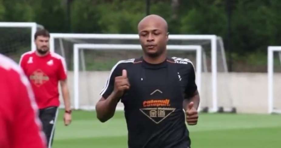 Andre Ayew in pre-season training with Swansea